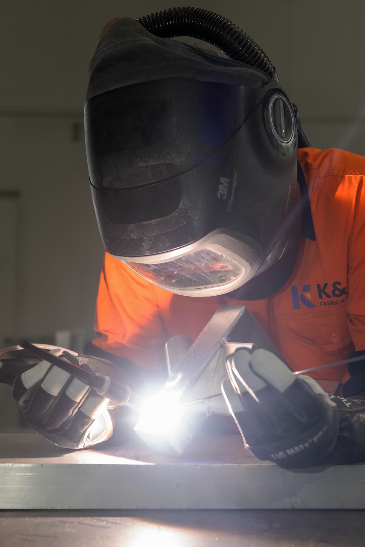 K&F Fabrications welder TIG welding stainless in the Kuluin workshop
