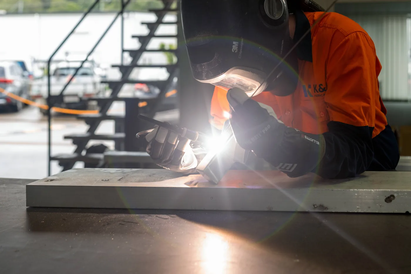 TIG welding an aluminium assembly in the Kuluin workshop
